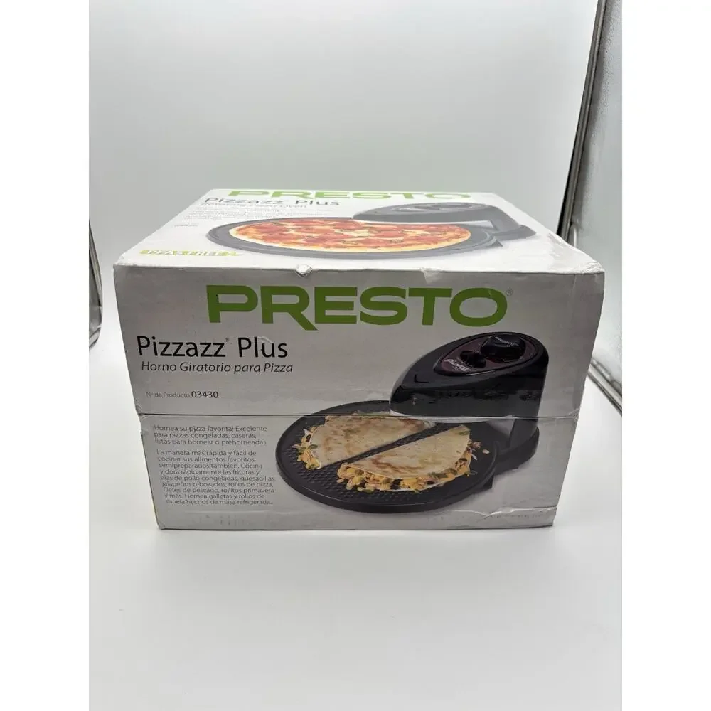 New Presto Pizza Pizzazz Plus 03430 Rotating Pizza Oven Black Countertop Cook